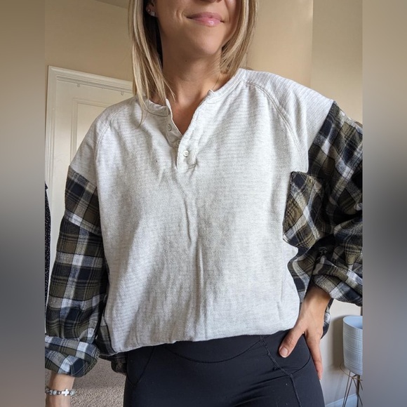 One of a kind , Oversized Flannel sweater rework, no 30 - Picture 3 of 4